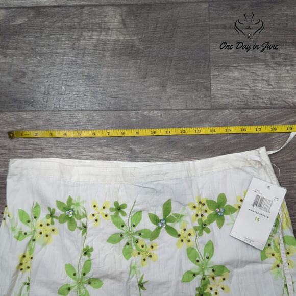 J.H. Collection Painted Garden Midi Skirt Size 14 - Picture 3 of 5